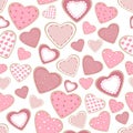 Seamless pattern Heart shaped cookies Valentines day vector illustration Royalty Free Stock Photo